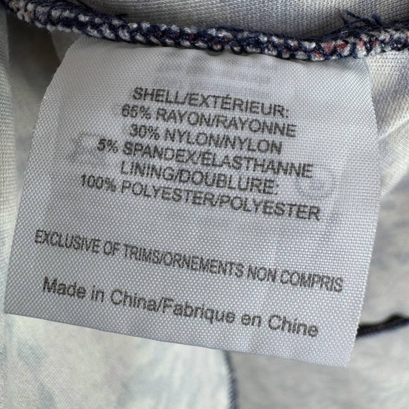 Tory Burch Dress Womens Small Navy Red Floral Fit & Flare V-Neck Short Sleeve - Picture 5 of 9